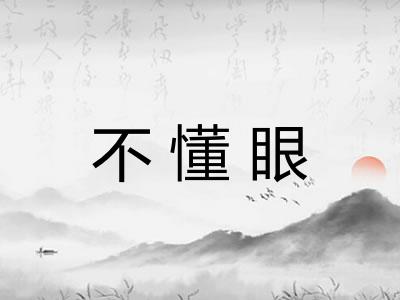 不懂眼 不懂眼
