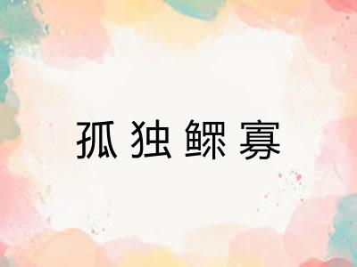 孤独鳏寡 孤独鳏寡