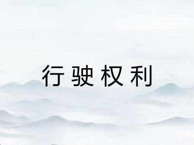 行驶权利 行驶权利