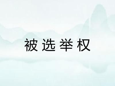 被选举权 被选举权