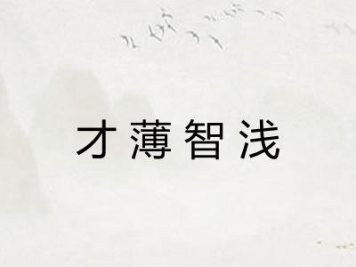 才薄智浅 才薄智浅