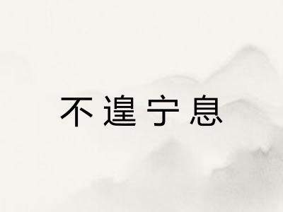 不遑宁息