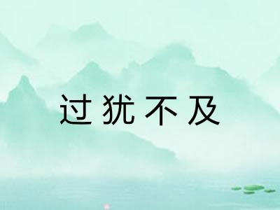 过犹不及 过犹不及