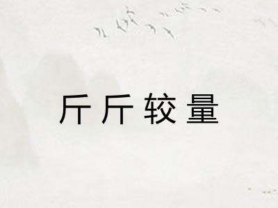 斤斤较量 斤斤较量
