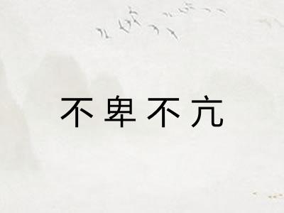 不卑不亢 不卑不亢