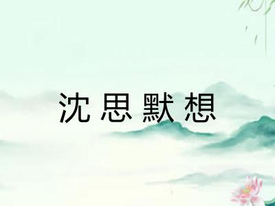 沈思默想 沈思默想