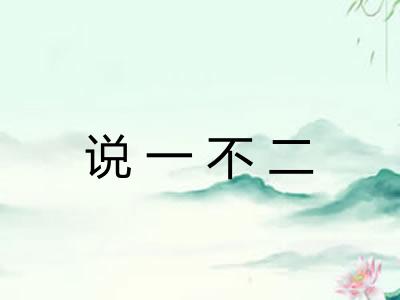说一不二 说一不二