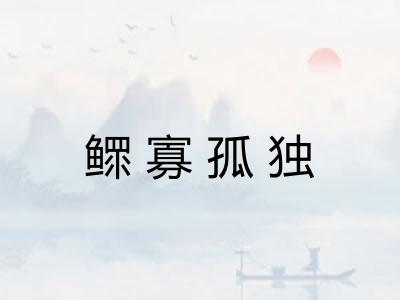 鳏寡孤独 鳏寡孤独