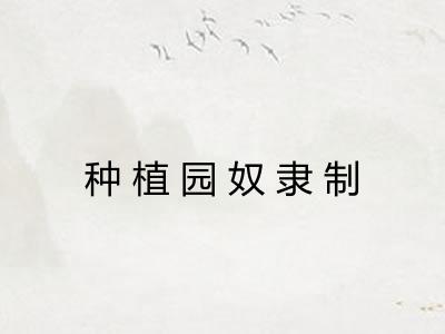 种植园奴隶制 种植园奴隶制