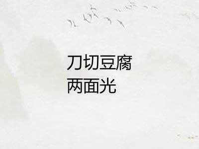 刀切豆腐两面光 刀切豆腐两面光