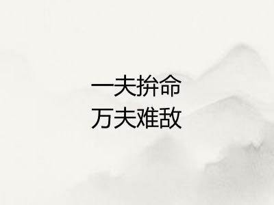 一夫拚命万夫难敌 一夫拚命万夫难敌